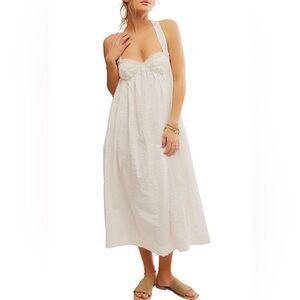 Free People Poppy Cotton Seersucker Midi Dress Coconut Milk / White Small